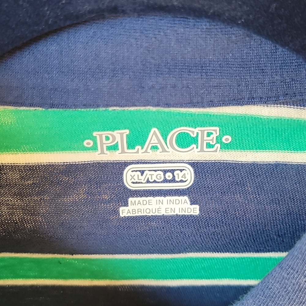 Childrens place navy striped polo xl/14 - Picture 2 of 3